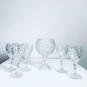 Vintage Bohemia Crystal 7 piece Wine Set